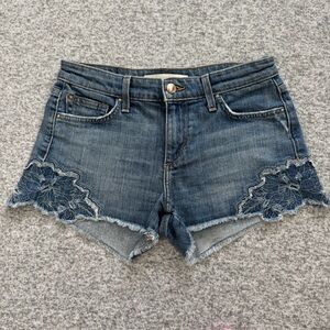 Joe's Jeans Blue Jean Shorts with Embroidered Floral Accents